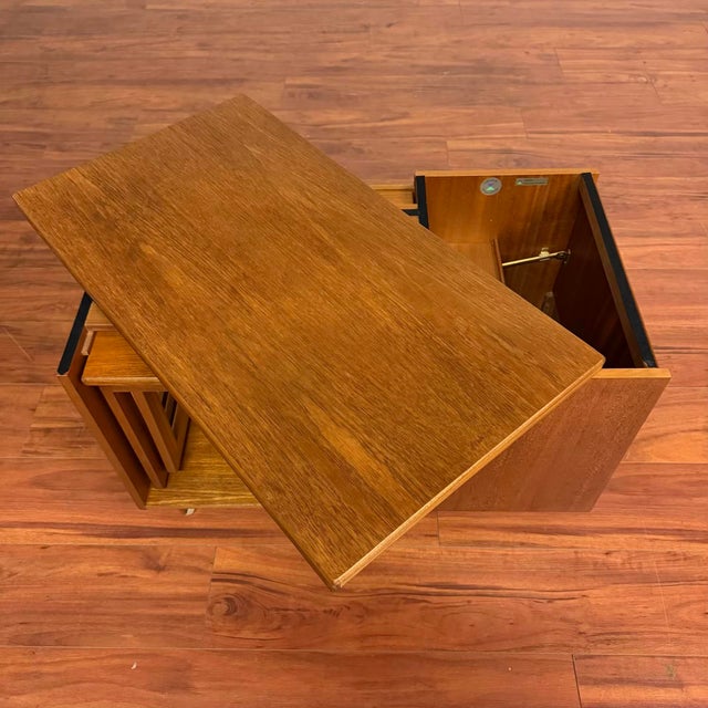Wood A.h. McIntosh Teak Serving Bar Cart With Nesting Tables For Sale - Image 7 of 14