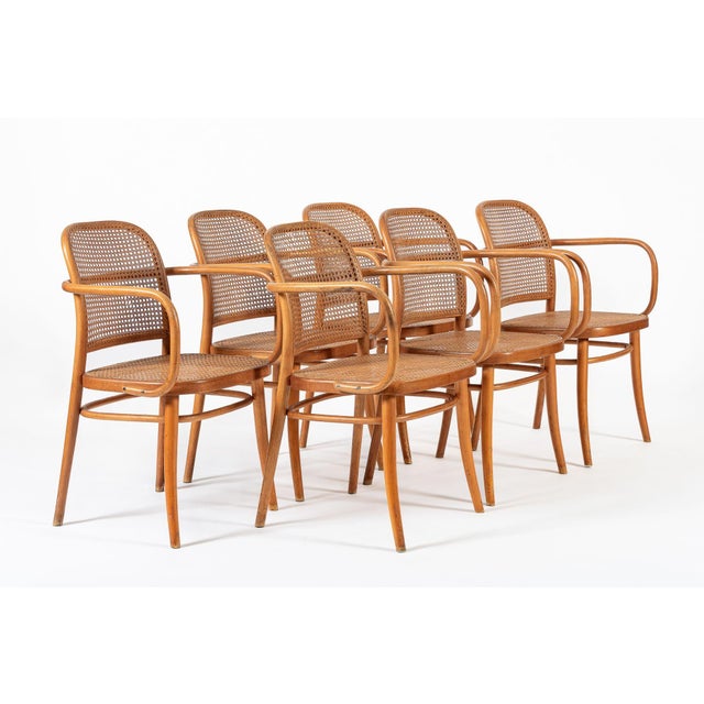 Vintage Bent Wood & Wicker Cafe Chairs by Josef Hoffman for Ligna For Sale - Image 12 of 12