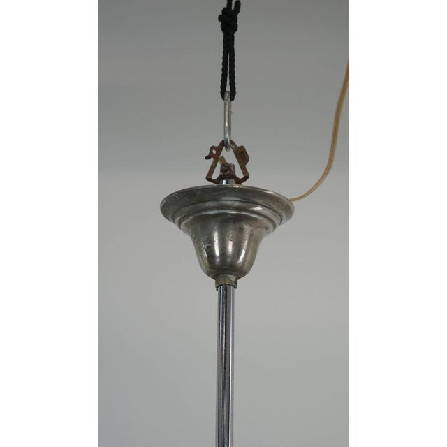 Vintage Art Deco Blue Pendant Lamp with Painted Glass For Sale - Image 4 of 9