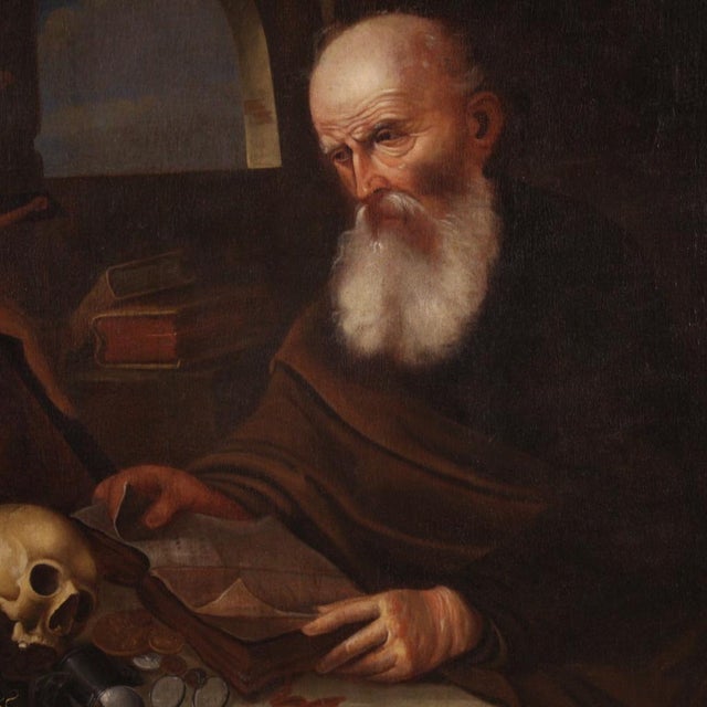 Flemish Artist, Saint Jerome in His Study, 1630, Oil on Canvas, Framed For Sale - Image 4 of 16