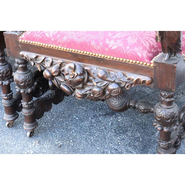 Mid 19th Century Set of 4 Italian Walnut Antique Armchairs in the Style of Andrea Brustolon For Sale - Image 5 of 17