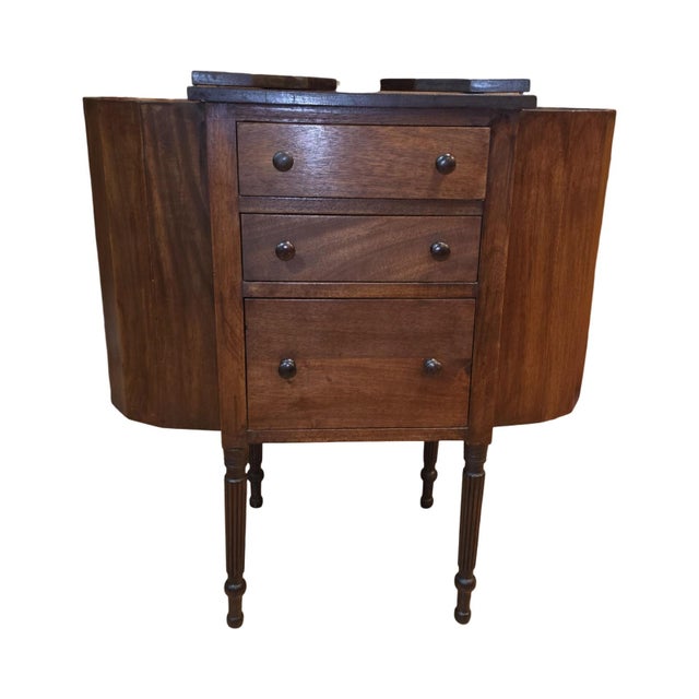 Antique Mahogany Bow-Front Sideboard Server With Drawers & Curved Storage For Sale - Image 4 of 11