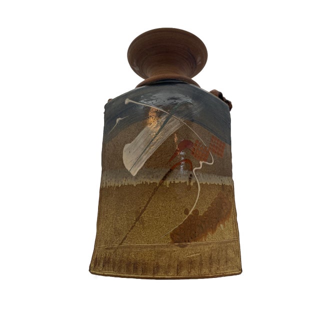 Ceramic Late 20th Century Brutalist Terracotta Sculptural Vase With Relief Faces For Sale - Image 7 of 18