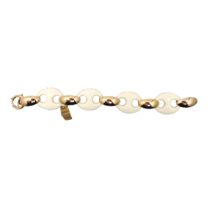 Vintage 1974 Signed Napier Goldtone White Resin Link Bracelet