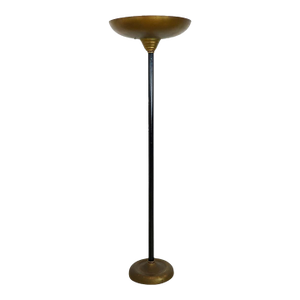 Art Deco Gold-Tone Metal Torchiere Floor Lamp, 1940