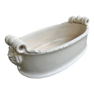 Vintage Italian Majolica Lion Head Jardinière Footbath Planter With Mouth Opening, Florence Italy — Florence, Italy For Sale