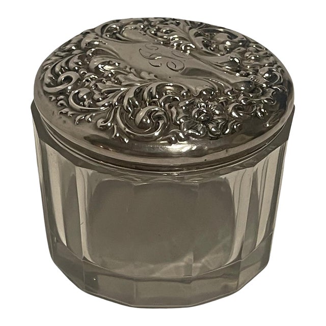 Glass Bottle with Sterling Silver Top, Late 19th Century For Sale