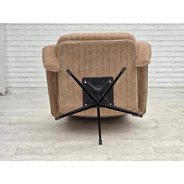 Danish Swivel Armchair in Beige Furniture Fabric, 1970s For Sale - Image 18 of 18