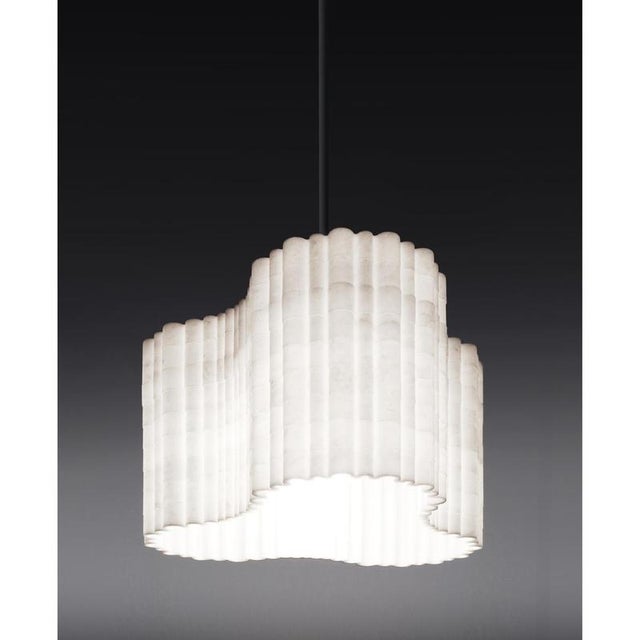 Stripes A6 Decorative Hanging Lamp in Afyon White Marble by Bufalini Marmi For Sale - Image 9 of 13