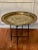 20th Century Asian Handcrafted Brass Tray Table With Folding Base For Sale - Image 10 of 11