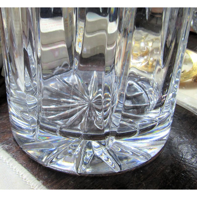 Mid 20th Century 12" Cylinder Shaped Cut Crystal Glass Vase For Sale - Image 10 of 13