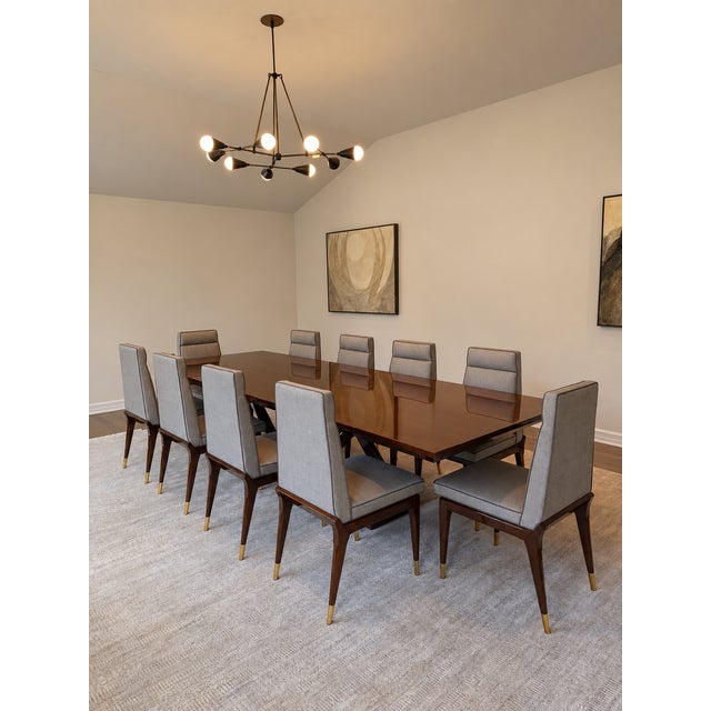 Art Deco Hellman Chang Monumental High Gloss Art Deco Walnut Z Dining Table For Sale - Image 3 of 13