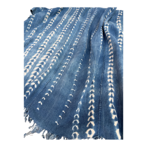 Vintage African Faded Indigo Denim Shibori Mudcloth 58”l X 39”w Textile | No.157