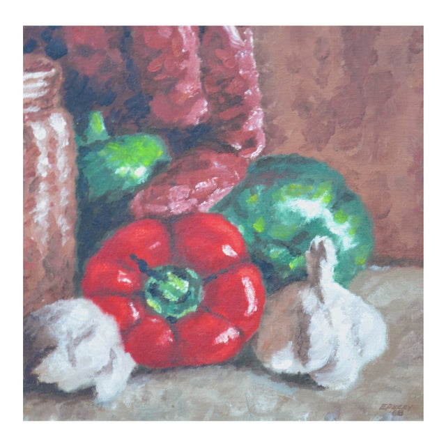 Mid-Century "Marinara Sauce" Italian Sausage, Peppers & Garlic Still Life For Sale - Image 4 of 7