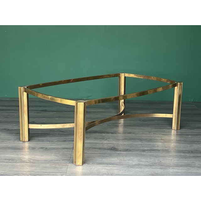 Mid Century Mastercraft brass coffee table with Glass top This table has a vintage patina and some wear in the glass...