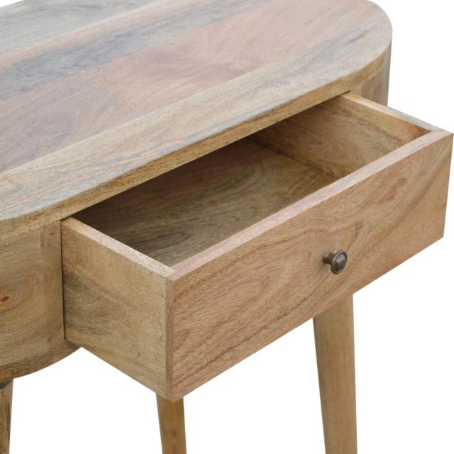 Light Oak-Finish Mango Wood Curved Console Table For Sale In Philadelphia - Image 6 of 8