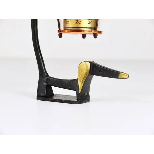 Black Brass Wiener Dog Figurine with Thermometer by Walter Bosse for Baller Austria, 1950s For Sale - Image 8 of 10