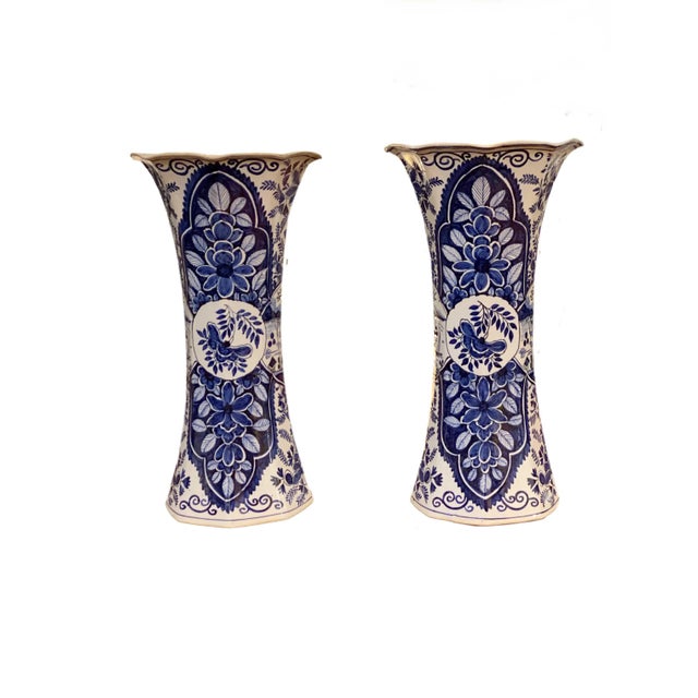 Blue Delft Blue and White Vases - a Pair For Sale - Image 8 of 8