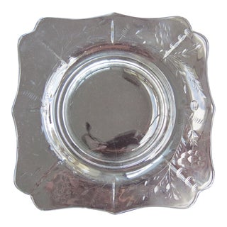 Set of 4 Vintage Libbey Rock Sharpe Crystal Salad/Dessert Plates, Beautiful Flower Pattern For Sale