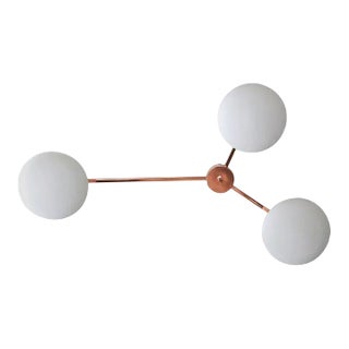 Trio Polished Copper Matte White Glass Flush Mount by Fabio Ltd For Sale