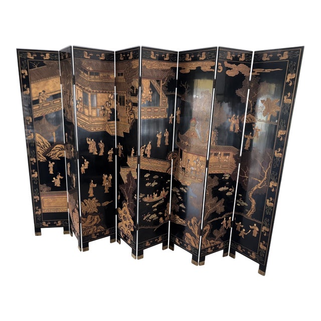 Vintage 8 Panel Asian Screen For Sale