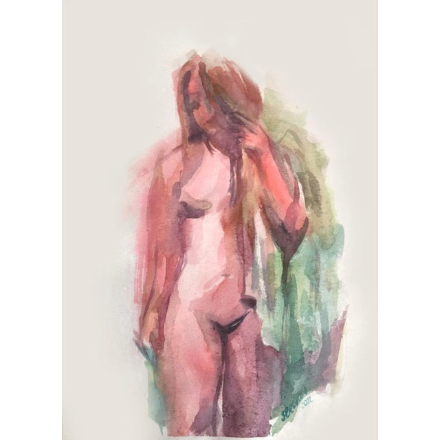 Contemporary Original Expressionist Female Nude Watercolor Painting by Valeriya Serova For Sale - Image 4 of 10