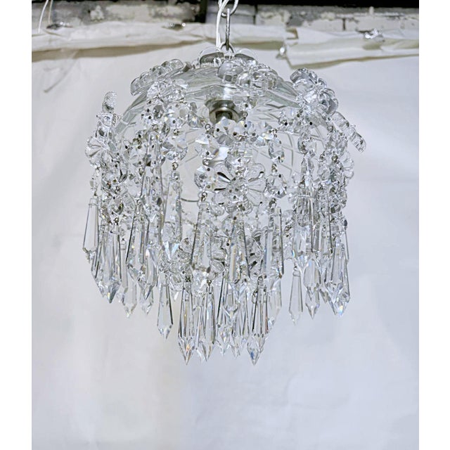 Vintage Hand Cut Glass Dish Basket Pendant For Sale - Image 4 of 10