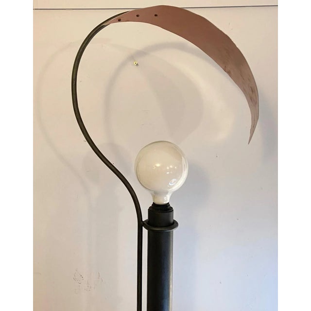 1980s Floor Lamp in Black Painted Metal and Large Copper Leaf, 1980s For Sale - Image 5 of 9