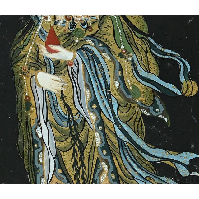 Oriental Woman, Enamel on Board, Early 20th-Century For Sale - Image 4 of 6