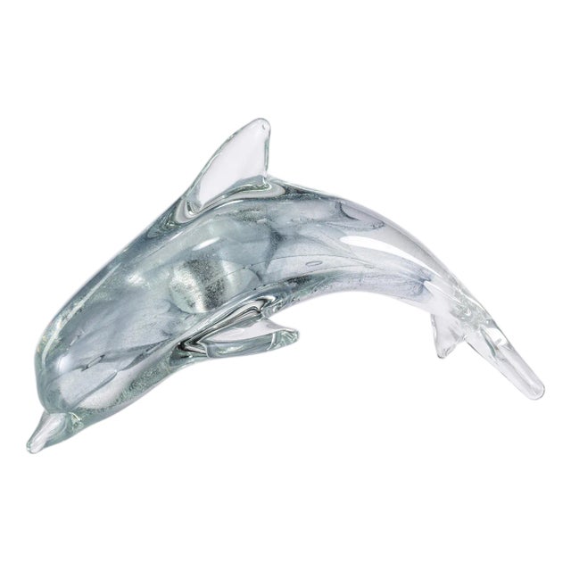 Marinella Decorative Gray Glass Dolphin, Medium For Sale