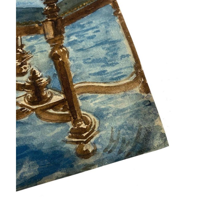 After Hughson Hawley, Dining Room Interior, 19th Century, Watercolor For Sale - Image 10 of 13