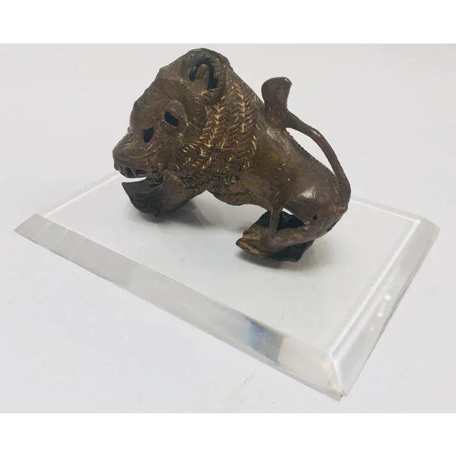 Vintage African Cast-Bronze Sculpture of a Stylized Mythical Lion For Sale - Image 9 of 13