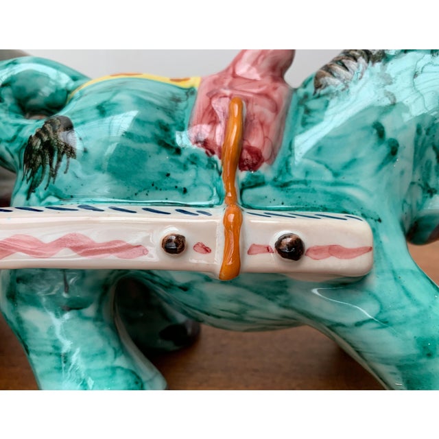 Vintage Italian Handpainted Donkey with Cart Bowl Sculpture from Deruta, Italy For Sale - Image 10 of 18