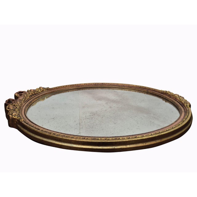 Early 19th Century Hand-Carved and Gilded Oval Wall Mirror For Sale - Image 11 of 13