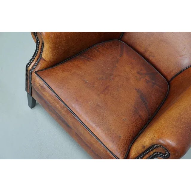 Vintage Dutch Club Chair in Cognac Colored Leather For Sale - Image 12 of 14