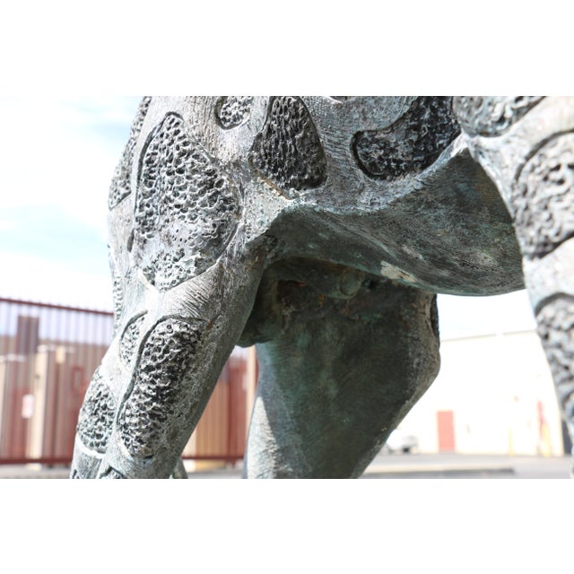 Vintage Pair of Large Bronze Giraffe Garden Sculptures – Outdoor Yard Art With Natural Patina For Sale - Image 17 of 18