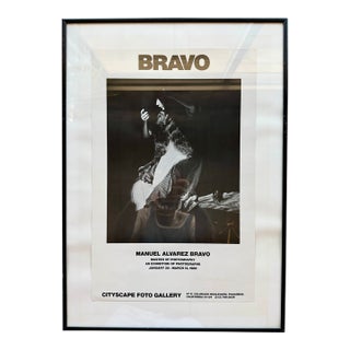 Vintage 1980 Manuel Alvarez Bravo Hand Signed Photography Exhibition Poster Cityscape For Sale