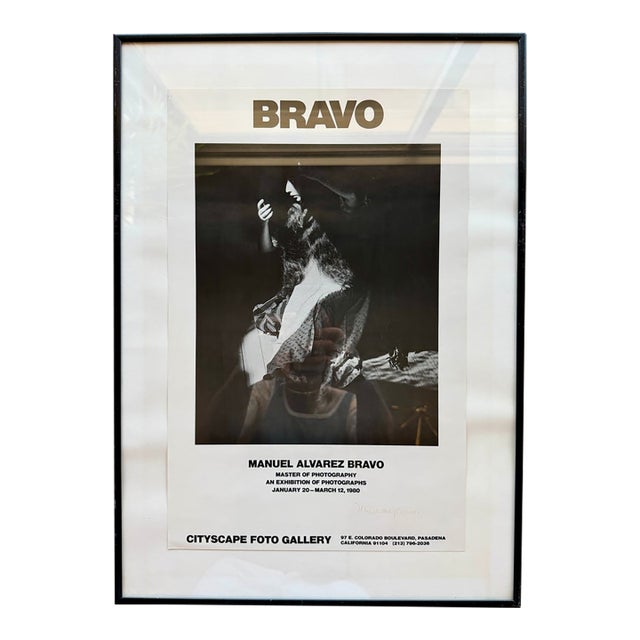 Vintage 1980 Manuel Alvarez Bravo Hand Signed Photography Exhibition Poster Cityscape For Sale