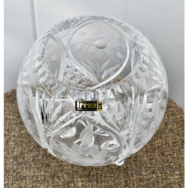 1980s Vintage Irena Heavy Cut Crystal Round Footed Bowl For Sale - Image 5 of 13