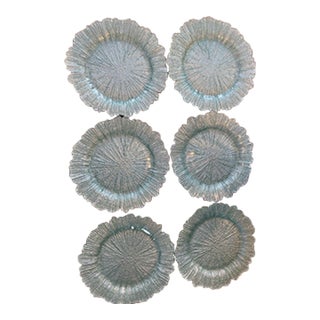 Late 20th Century Reef Glass Chargers in Seafoam/Aqua Color - Set of 6 For Sale