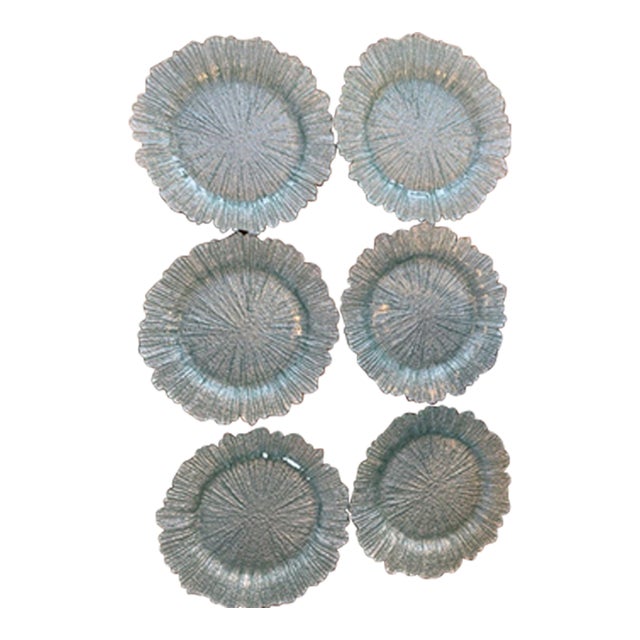 Late 20th Century Reef Glass Chargers in Seafoam/Aqua Color - Set of 6 For Sale