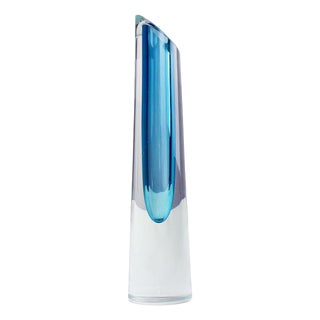 Blue and Clear Sommerso Art Glass Vase by Bretislav Novak, 1970s For Sale