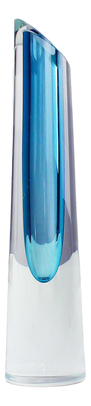 Blue and Clear Sommerso Art Glass Vase by Bretislav Novak, 1970s