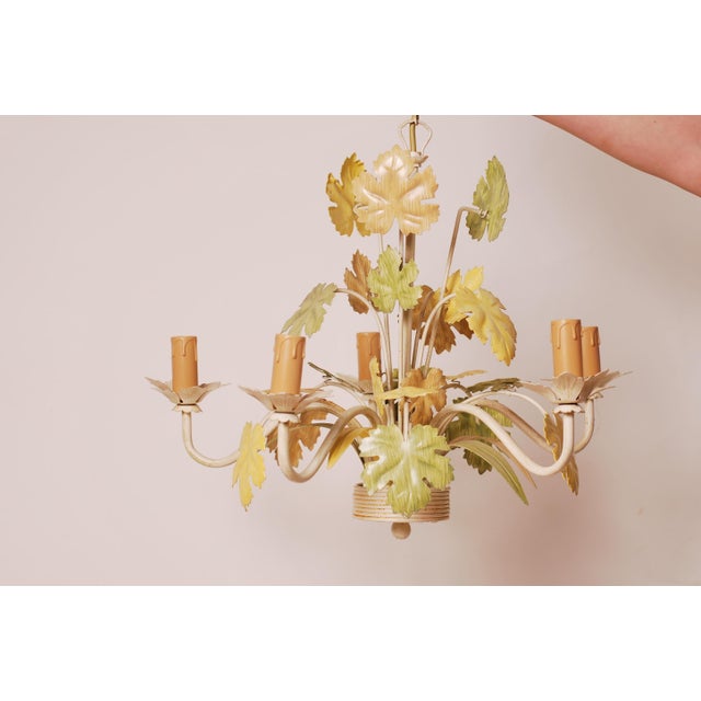 Vintage Floral Tin Chandelier, 1970 For Sale - Image 9 of 10