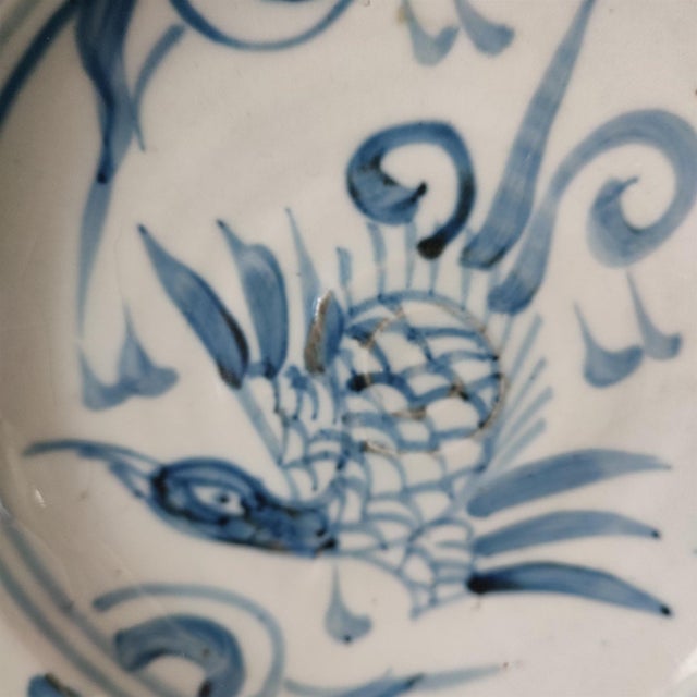 Chinese Ceramic Plate,Blue and White Porcelain Plate Hand Painted Flowers and Birds Pattern For Sale - Image 9 of 11