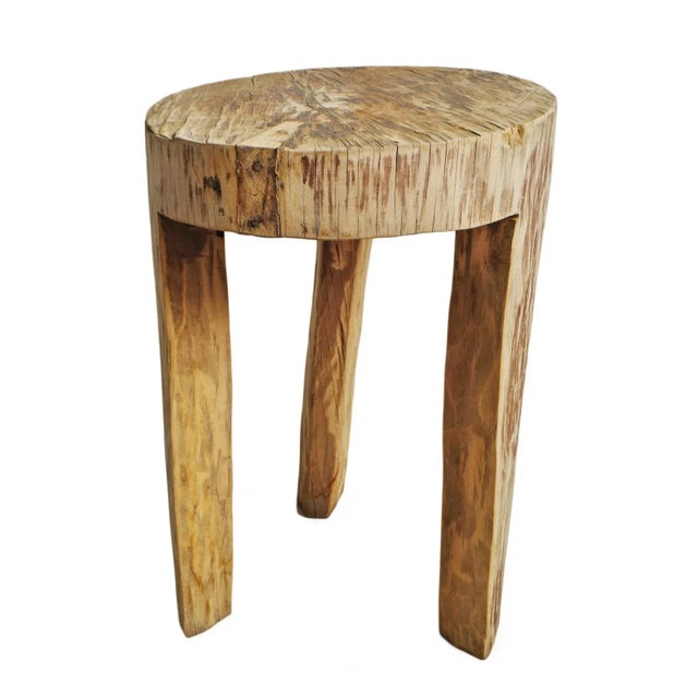Wood Contemporary Rustic Naga Three Leg Wood Table For Sale - Image 7 of 7