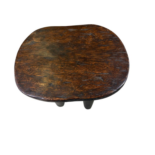 Vintage African Carved Wood Senufo Milk Stool 13" W For Sale - Image 4 of 5