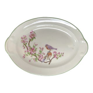 1942 Taylor, Smith & Taylor Oval Serving Platter Birds For Sale