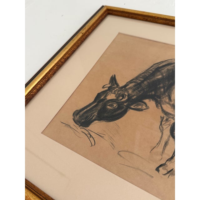 Early Mid-Century Cow Charcoal For Sale - Image 4 of 9