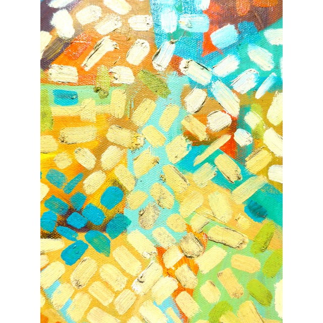 Contemporary Martha Holden “Abstract Turquoise and Yellow" Contemporary Oil Painting For Sale - Image 3 of 9